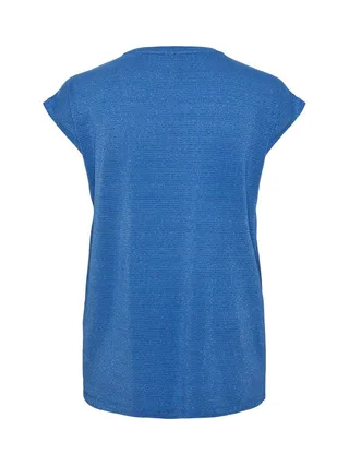 T-shirt Bleu Femme Pieces Lurex Stripes 2