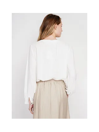 Blouse col tunisien boutonné devant à manche longues 5