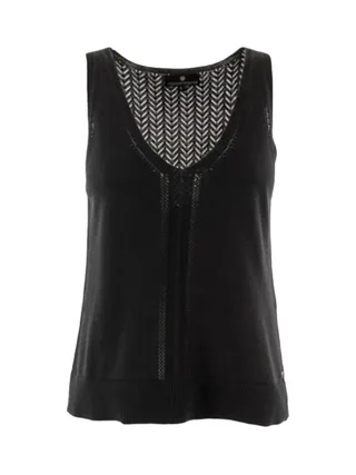 Débardeur Noir Femme Freeman Porter Daria Pointelle 2