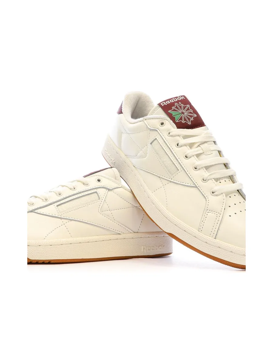 Baskets Blanches/Bordeaux Homme Reebok Club Grounds 8