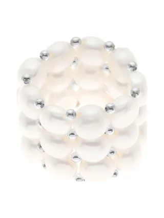 Bague 3 Rangs Véritables Perles de Culture d'Eau Douce 3-4 mm — Argent 925 Millièmes 1