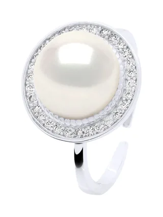 Bague Véritable Perle d'Eau Douce Bouton — Argent 925 Millièmes Rhodié 3