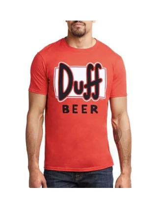 T-Shirt Rouge Homme The Simpsons Duff Beer 1