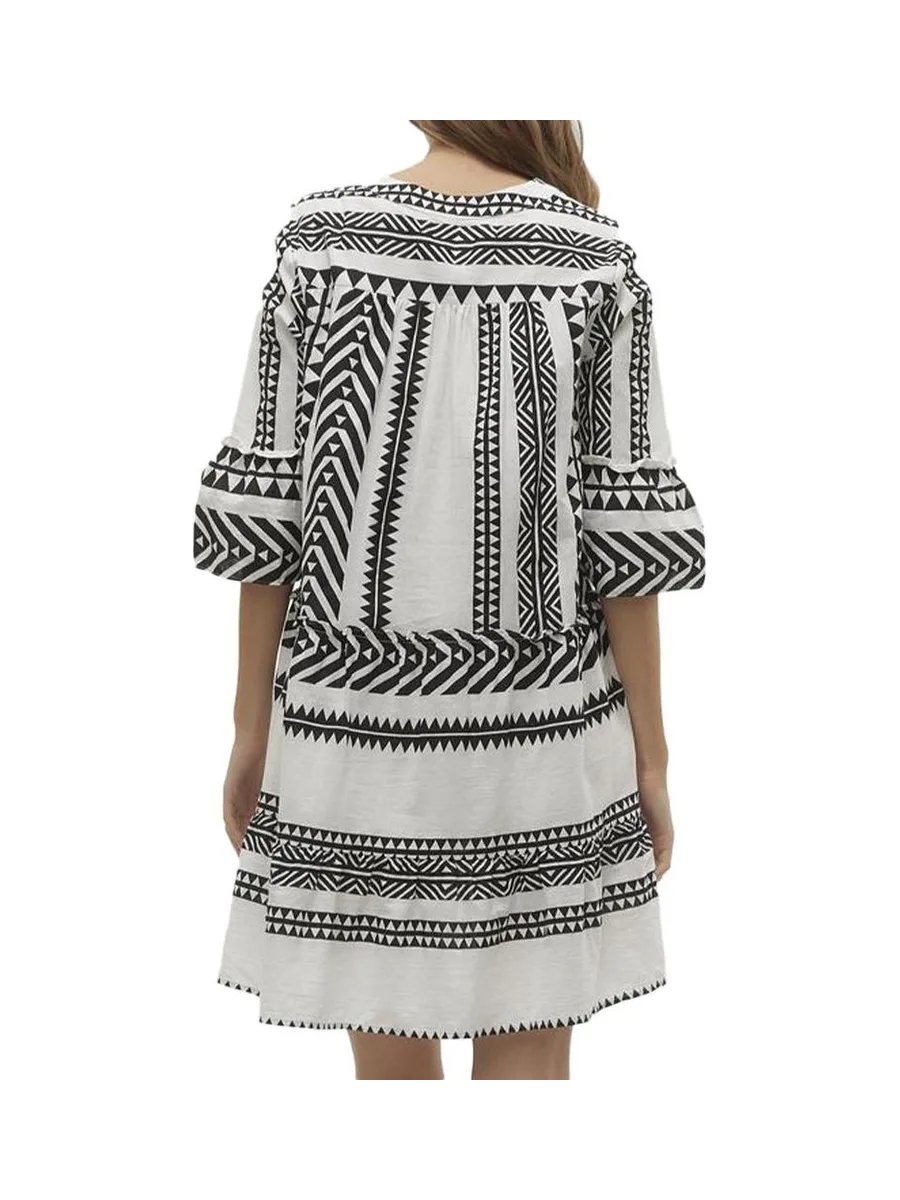 Robe Beige/Noire Femme Vero Moda Dicthe 2