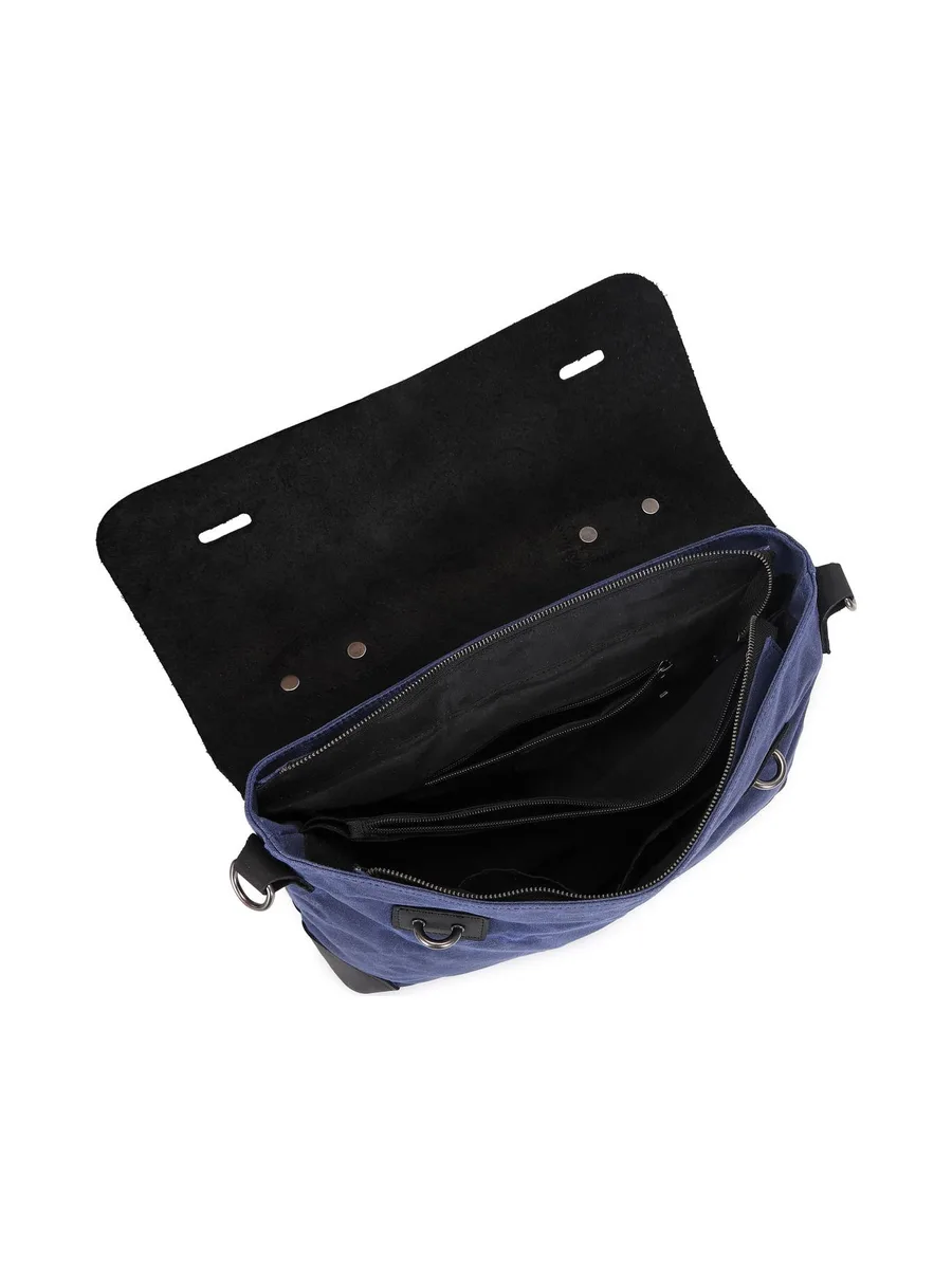 DAN - Sacoche en cuir véritable et toile enduite - Bleu 38