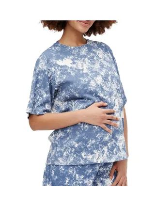 T-shirt Bleu/Blanc Femme Mamalicious Mlstine 1