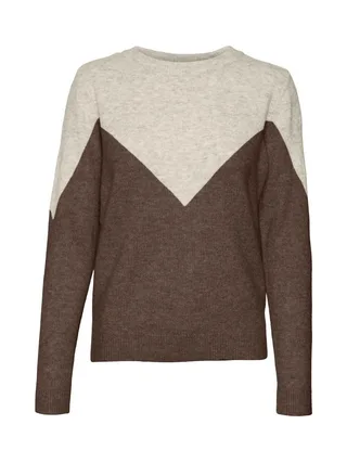 Pull Marron/Blanc Femme Vero Moda Plaza 3