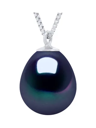 Collier Véritable Perle d'Eau Douce Poire 9-10 mm — Or Blanc 375 Millièmes — 42 cm 1