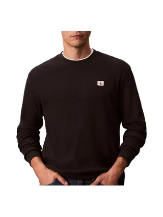 Sweat Noir Homme Calvin Klein Jeans Waffle Badge 1