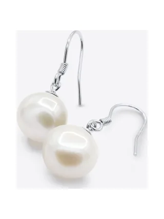 Boucles d'Oreilles Véritables Perles d'Eau Douce Baroques 10-11 mm — Argent 925 Millièmes 1