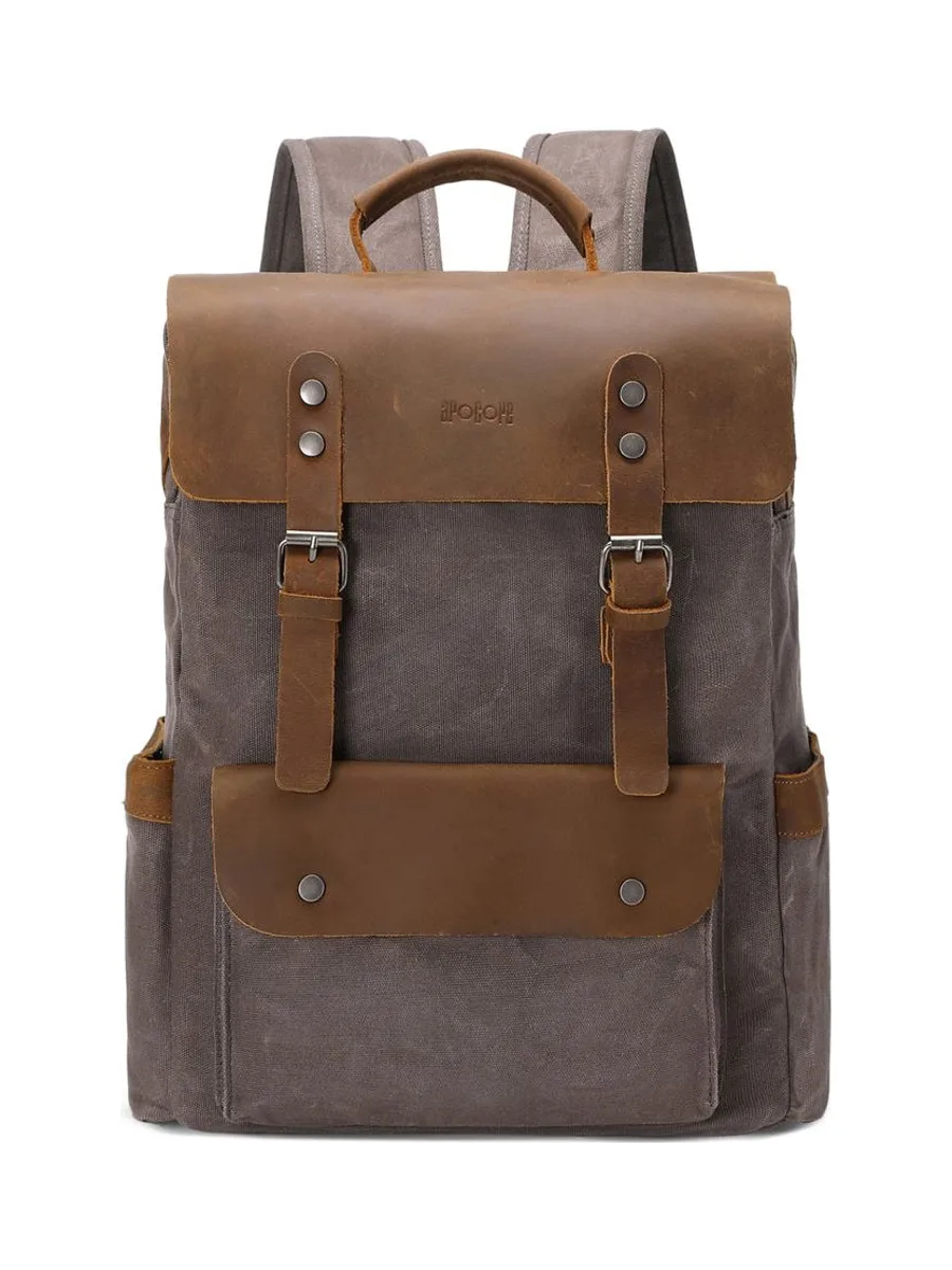 ED - Sac à dos en cuir véritable et toile enduite - Bleu 49