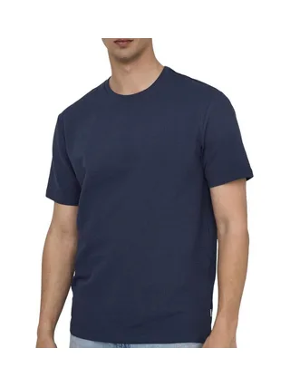 T-Shirt Marine Homme Only & Sons Onskian Life Seersucker 1