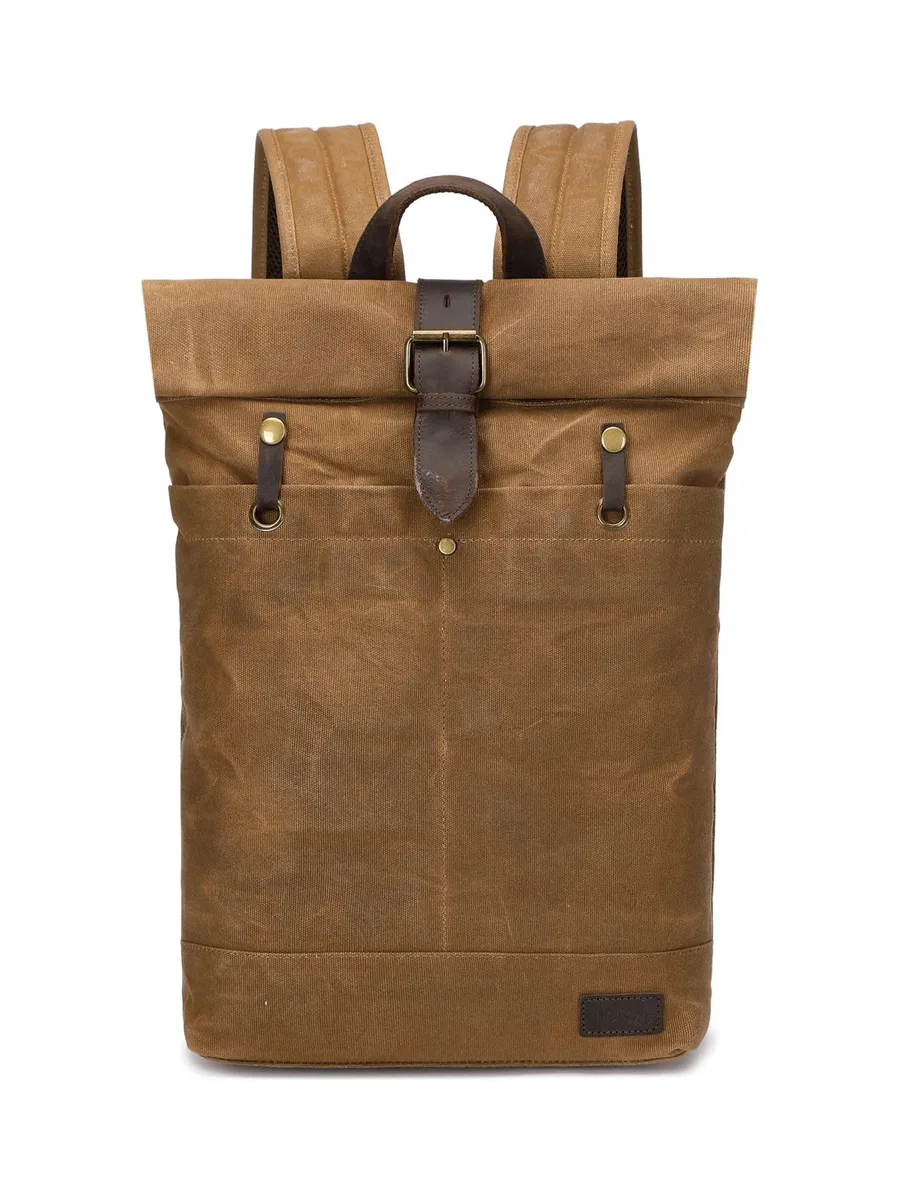 STAN - Sac à dos en cuir véritable et toile enduite - Bleu 41