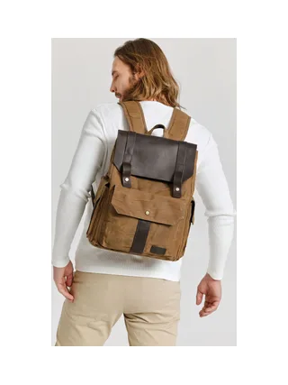 ALI - Sac à dos en cuir véritable et toile enduite - Bleu 10