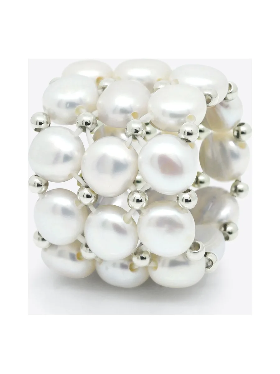 Bague 3 Rangs Véritables Perles d'Eau Douce 4 mm 5