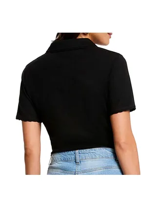 Polo Noir Femme Morgan Broderie 2