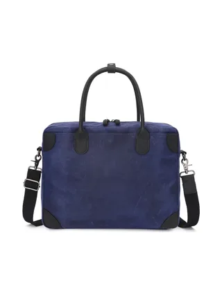 YANN - Sacoche en cuir véritable et toile enduite - Bleu 1