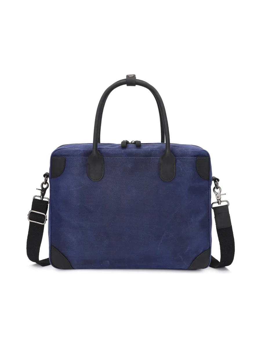 YANN - Sacoche en cuir véritable et toile enduite - Bleu 33