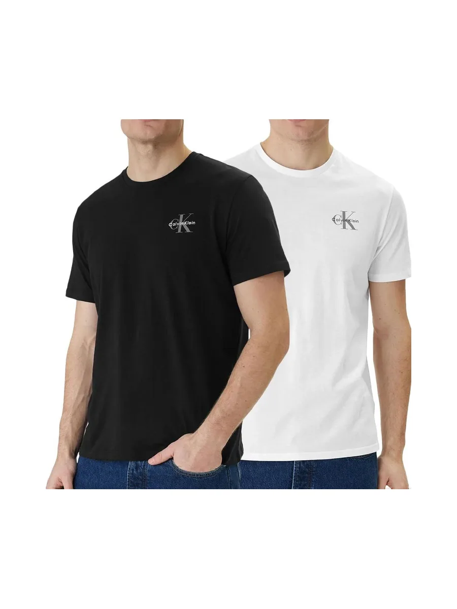 x2 T-Shirt Blanc/Noir Homme Calvin Klein Jeans Classic Micro 2