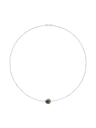Collier Véritable Perle de Tahiti Cerclée 10-11 mm — Argent 925 Millièmes Rhodié — 42 cm 2