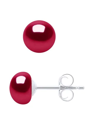 Boucles d'Oreilles Véritables Perles d'Eau Douce Bouton 6-7 mm — Argent 925 Millièmes 4