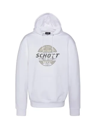 Sweat à Capuche Blanc Homme Schott SWHUSTOUR 1