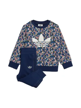 Survêtement Marine à Fleurs Fille Adidas Crew 1