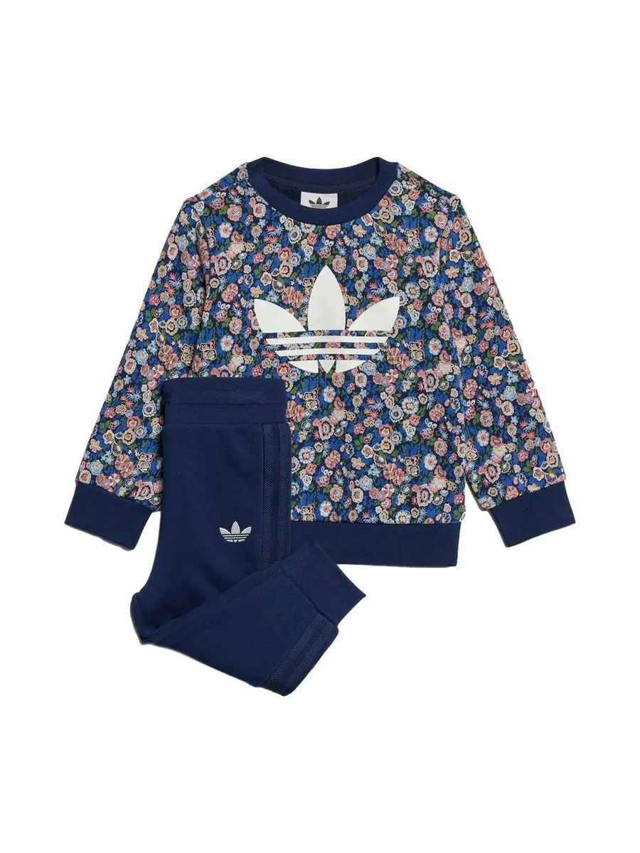 Survêtement Marine à Fleurs Fille Adidas Crew 1
