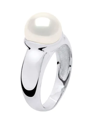 Bague Jonc Véritable Perle de Culture d'Eau Douce Bouton 9-10 mm — Argent 925 Millièmes Rhodié 1
