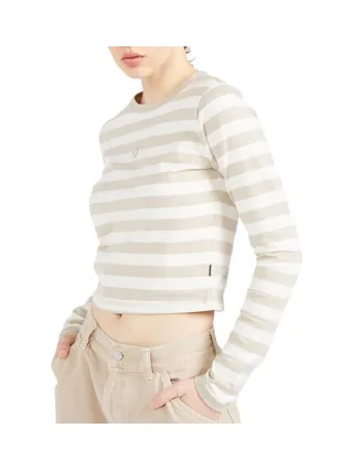 T-Shirt Manches Longues Beige Femme Converse Chevron 1