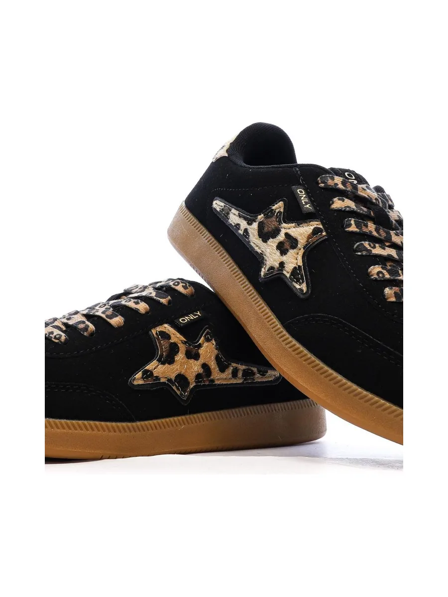 Baskets Noires/Léopard Femme Only Star 8