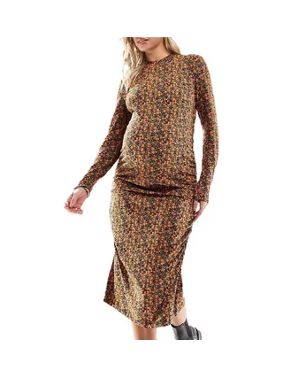 Robe Orange/Noir Femme Mamalicious Laura 1
