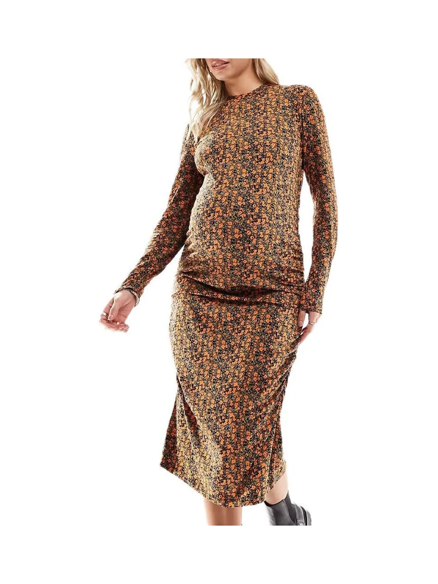Robe Orange/Noir Femme Mamalicious Laura 1