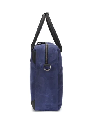 YANN - Sacoche en cuir véritable et toile enduite - Bleu 3