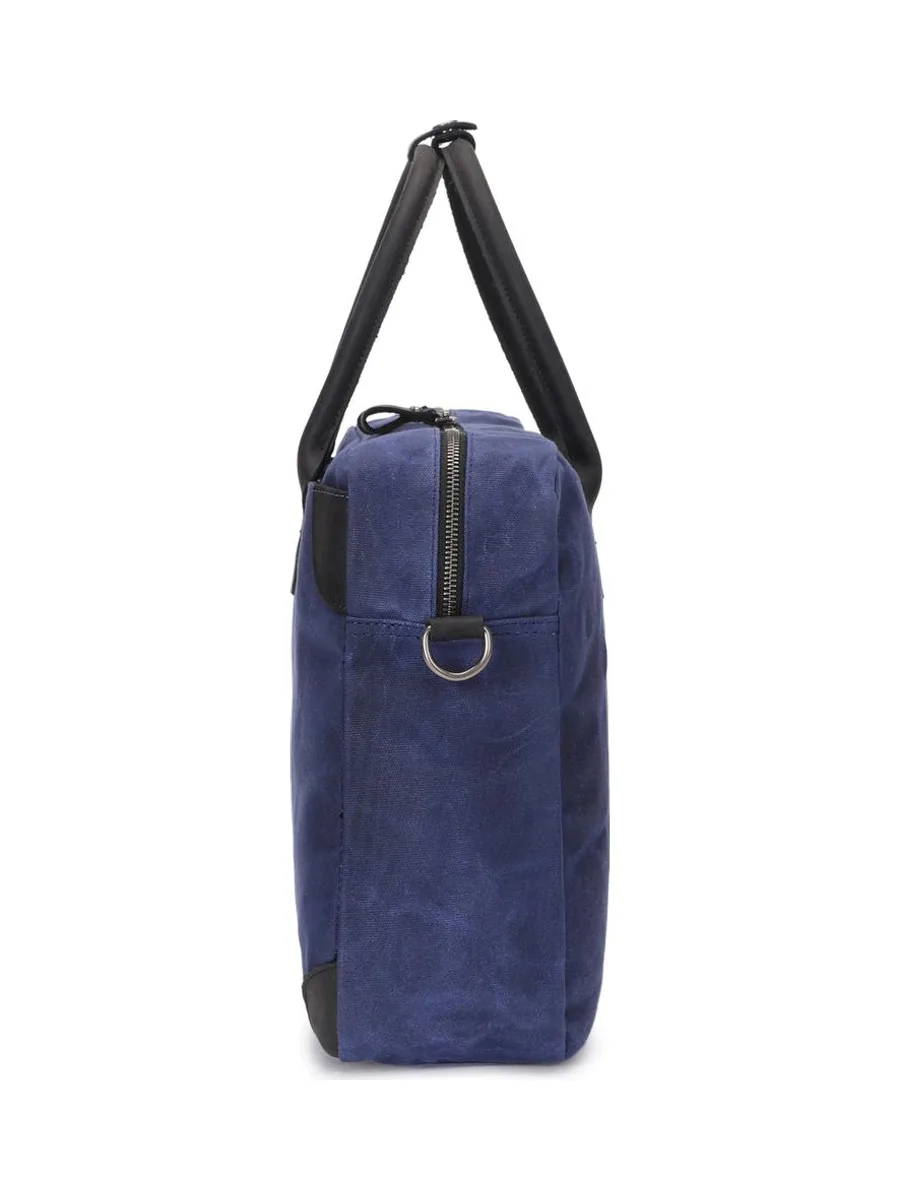 YANN - Sacoche en cuir véritable et toile enduite - Bleu 35