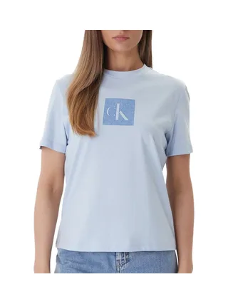 T-Shirt Bleu Femme Calvin Klein Jeans Monog 1