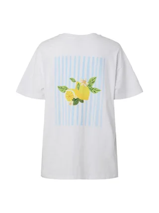 T-Shirt Blanc Femme Pieces Citron 2