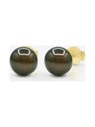 Boucles d'Oreilles Véritables Perles de Tahiti Rondes 9-10 mm — Or Jaune 375 Millièmes 1