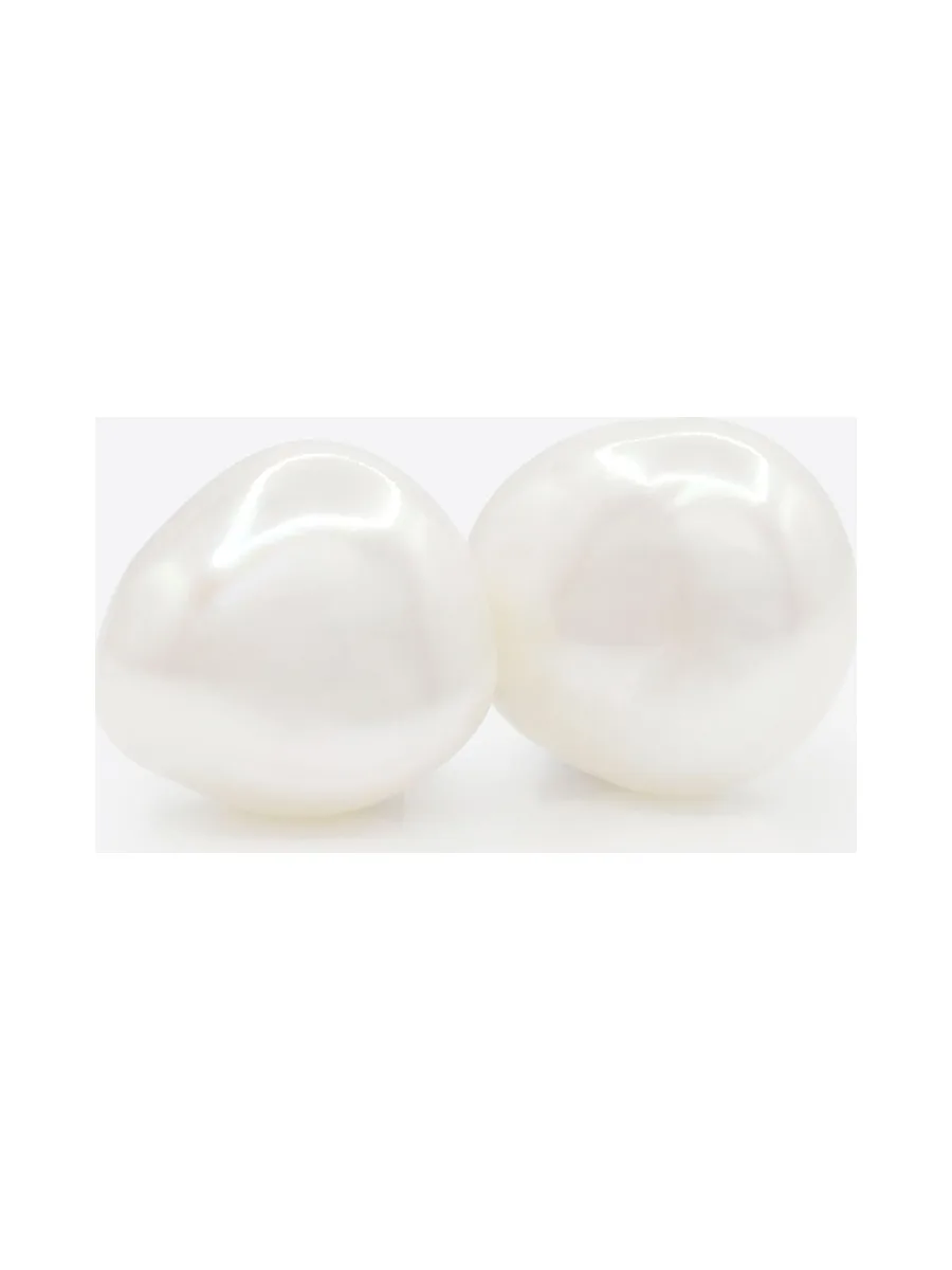 Boucles d'Oreilles Véritables Perles d'Eau Douce Baroques 12-13 mm — Argent 925 Millièmes 1