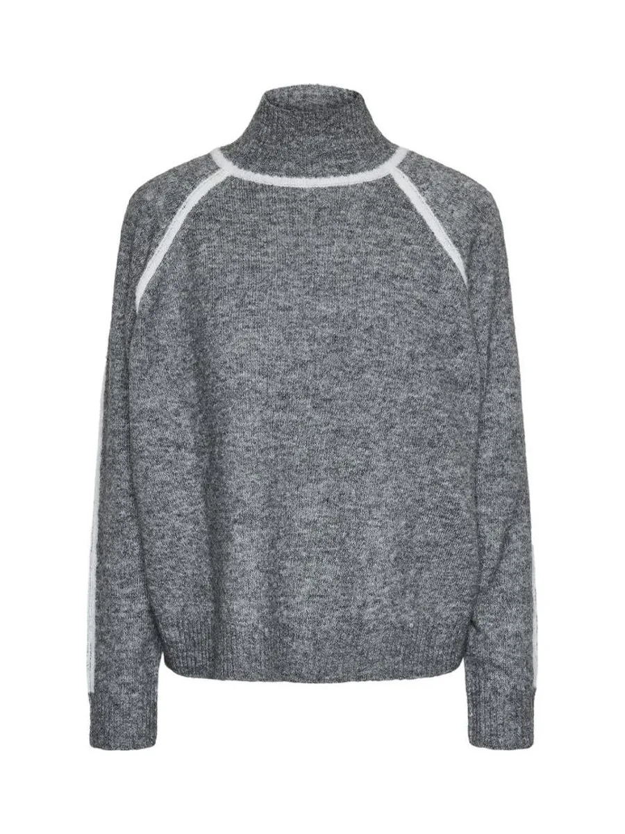 Pull Gris/Blanc Femme Pieces Lola 2