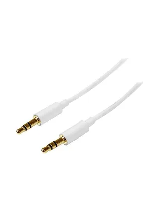 1m White Slim 3.5mm Stereo Audio Cable 1