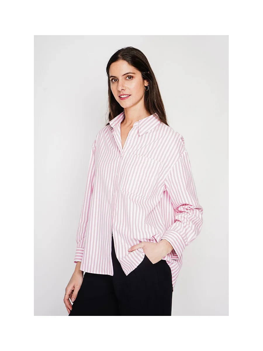 Chemise longue coupe oversize Poche poitrine à manches longues à reyure 13