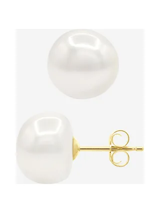 Boucles d'Oreilles Véritables Perles d'Eau Douce Baroques 10-11 mm — Or Jaune 375 Millièmes 5