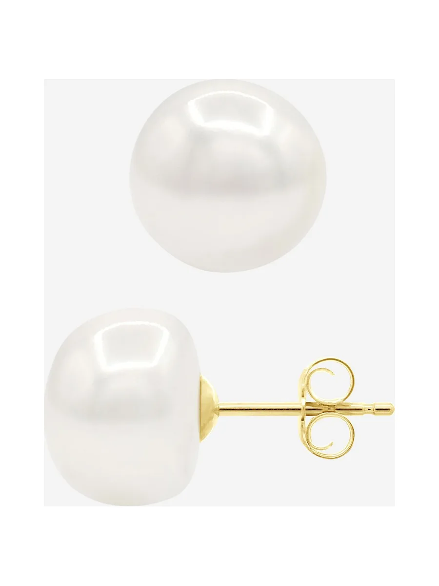 Boucles d'Oreilles Véritables Perles d'Eau Douce Baroques 10-11 mm — Or Jaune 375 Millièmes 5