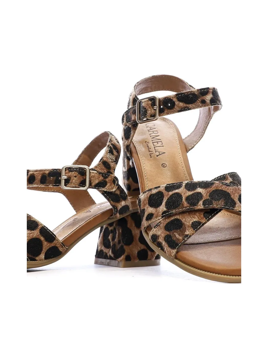 Sandales Marron/Noir Femme Carmela Leopardo 8