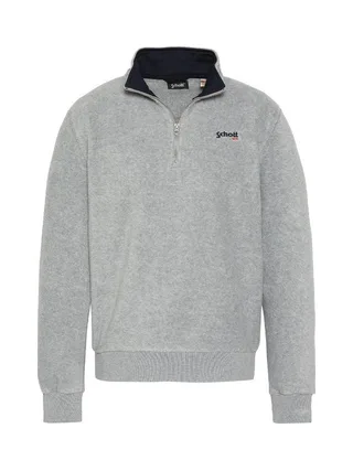 Sweat Polaire Gris Homme Schott Half Zipped 1