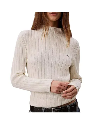Pull Beige Femme Calvin Klein Jeans Woven Label 1