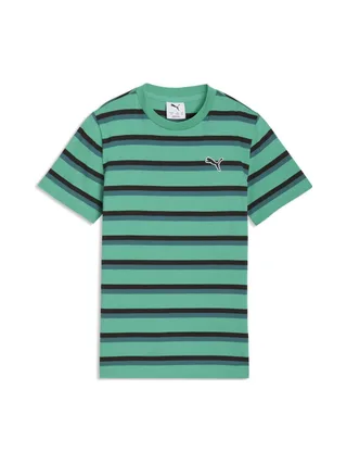 T-Shirt Vert/gris Garçon Puma Ess Elevated Striped 1