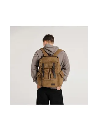 BILL - Sac à dos en cuir véritable et toile enduite - Bleu 11