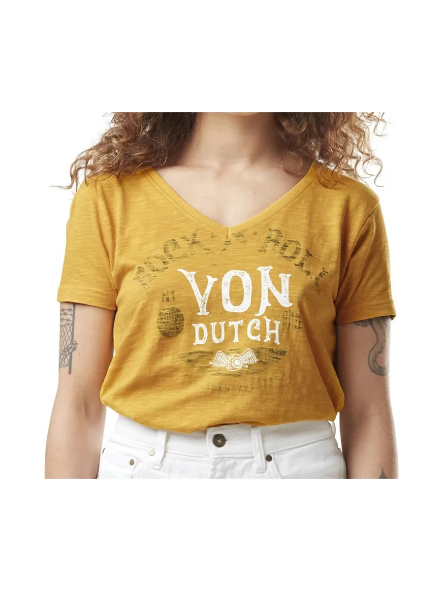 T-shirt Jaune Femme Von Dutch Vintage 1